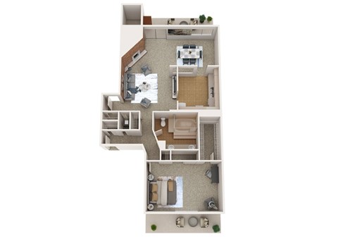 Floor plan for 1 bed, 1 bath, 1060 sqft